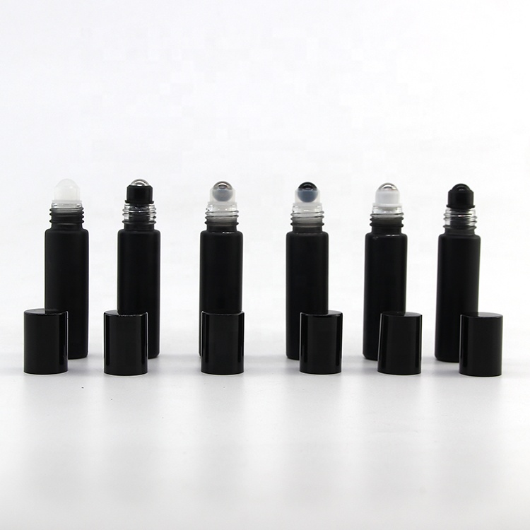 Wholesale 10 ml matte black roller glass bottle essential oil perfume glass roller bottles