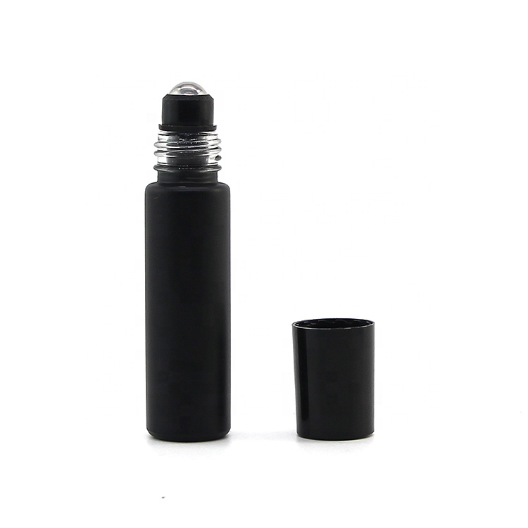 Wholesale 10 ml matte black roller glass bottle essential oil perfume glass roller bottles