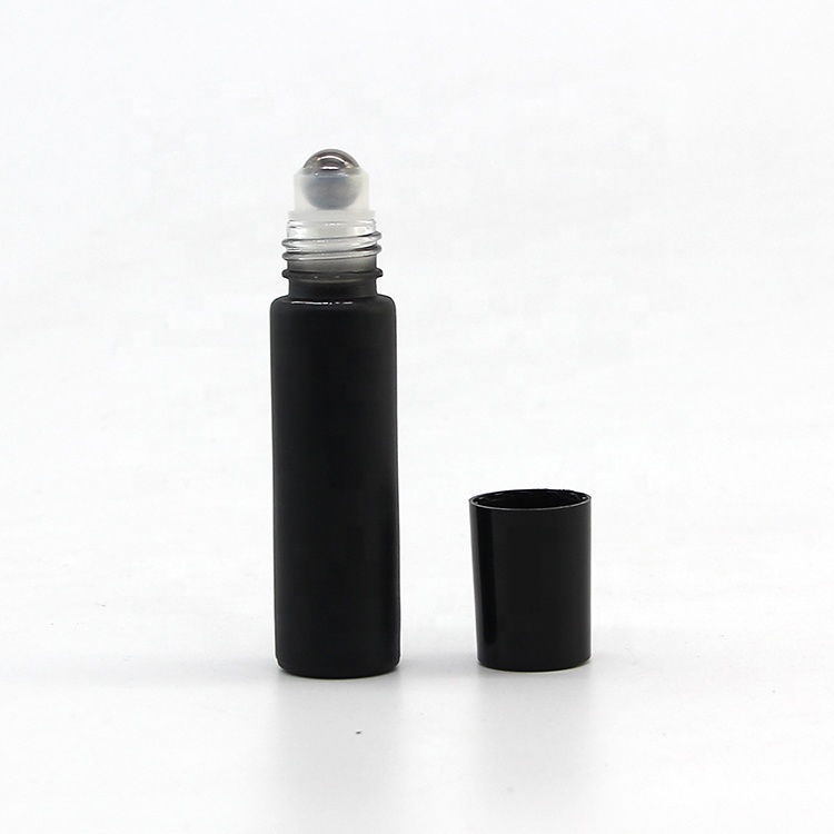 Wholesale 10 ml matte black roller glass bottle essential oil perfume glass roller bottles