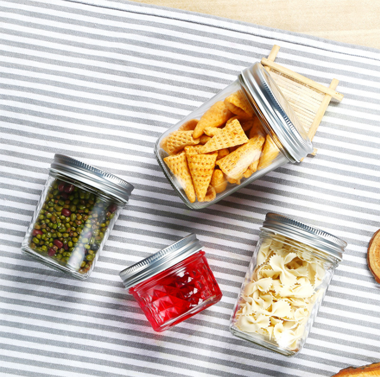 Wholesale 100-650ml High Quality Cheap Price Caviar jar wide mouth glass food/ Sealed Jam Jar with lid/food glass storage jar