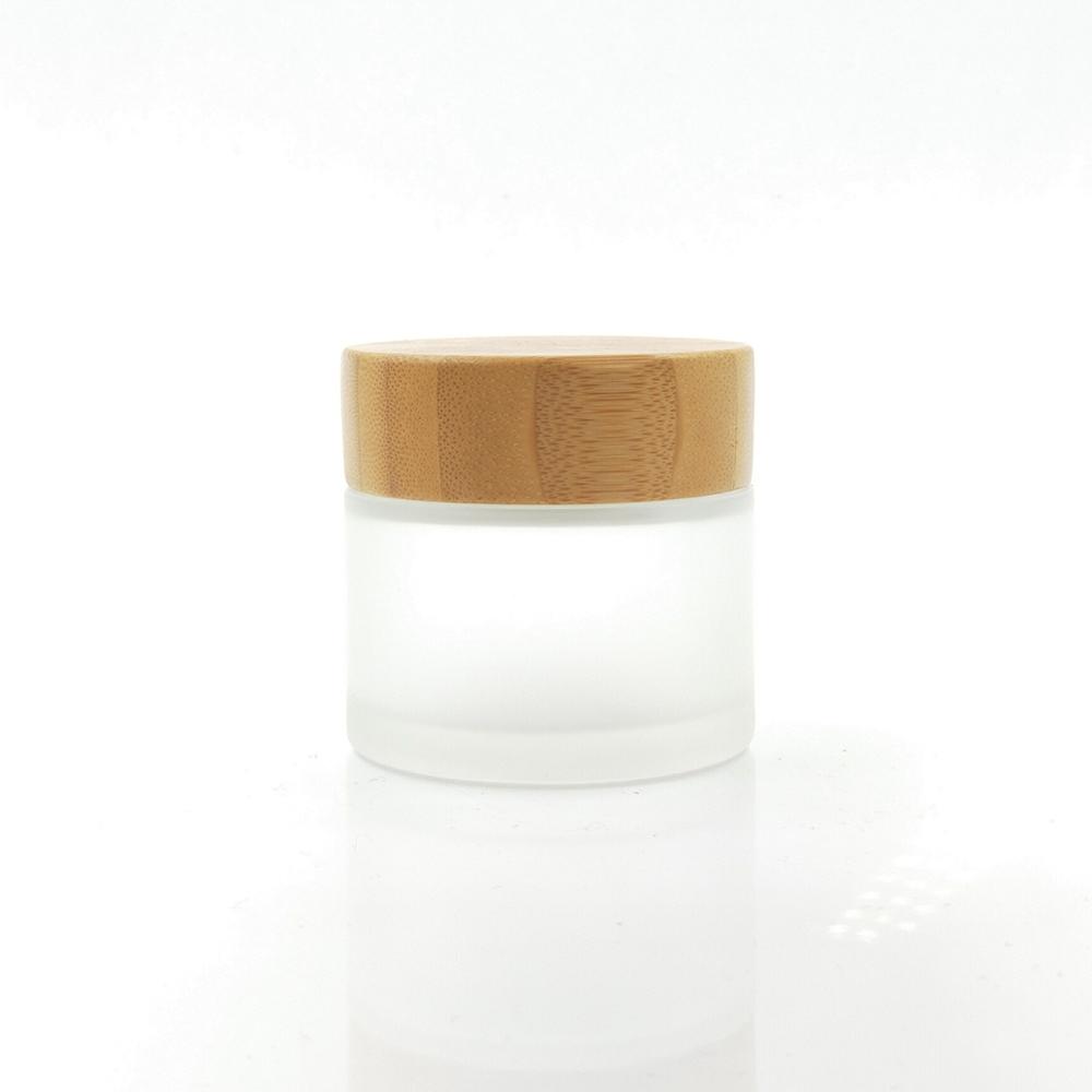 Wholesale 100% organic glass jar with bamboo lid/ bamboo glass cream jar for cosmetics