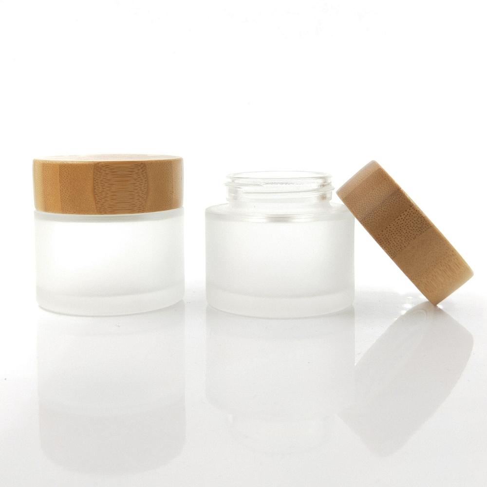 Wholesale 100% organic glass jar with bamboo lid/ bamboo glass cream jar for cosmetics