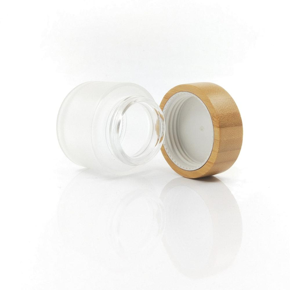 Wholesale 100% organic glass jar with bamboo lid/ bamboo glass cream jar for cosmetics