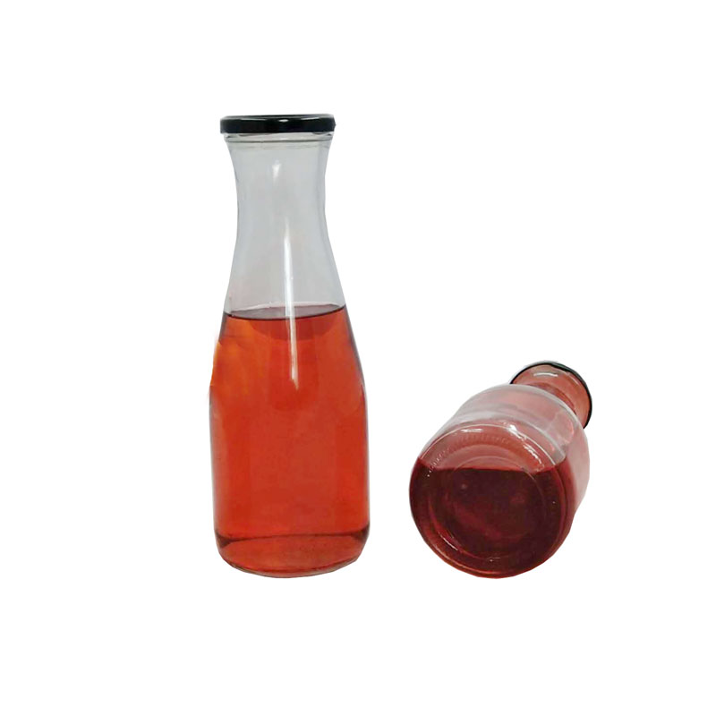 Wholesale 1000ml Clear Empty Glass Juice Milk Bottle For Drinking With Metal Lid