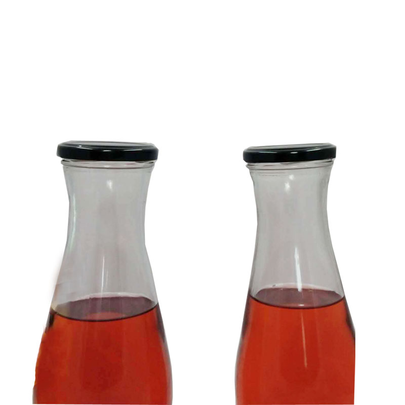 Wholesale 1000ml Clear Empty Glass Juice Milk Bottle For Drinking With Metal Lid
