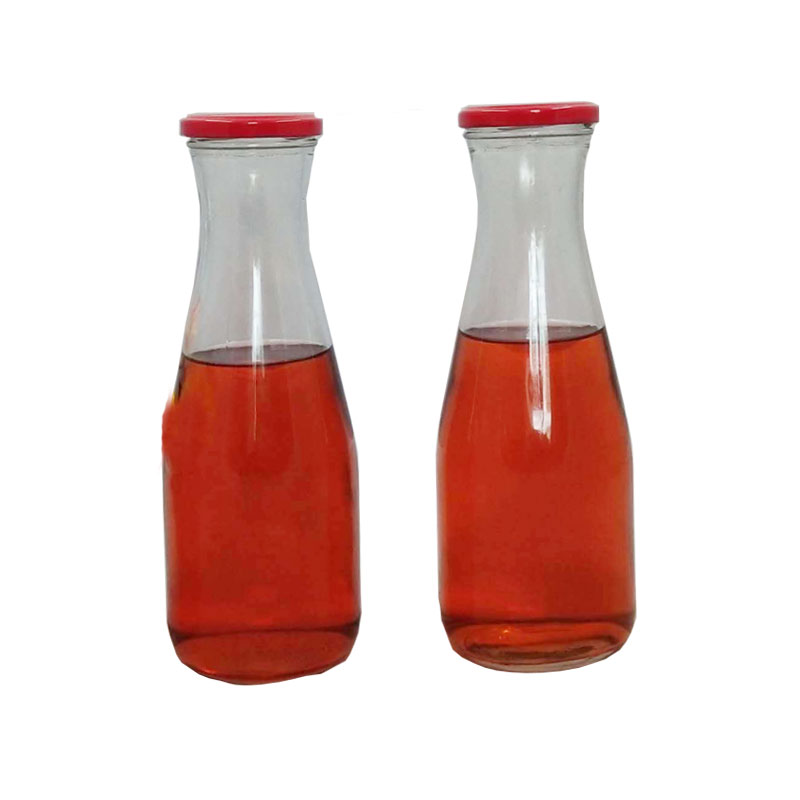 Wholesale 1000ml Clear Empty Glass Juice Milk Bottle For Drinking With Metal Lid