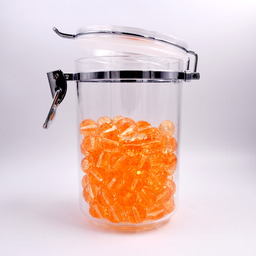 Wholesale 1000ml Cookie Jar Storage Food Storage Plastic Jars Acrylic Storage Jars With Clamp Airtight Lids