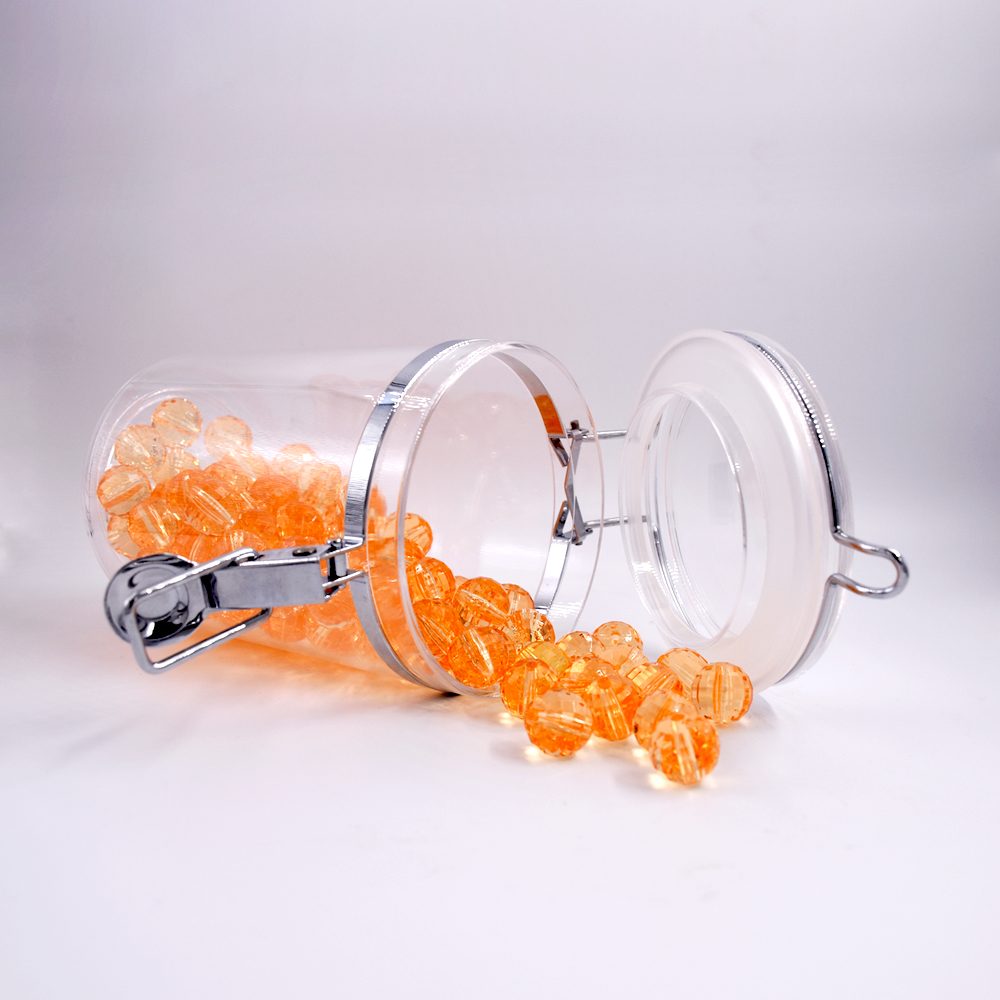 Wholesale 1000ml Cookie Jar Storage Food Storage Plastic Jars Acrylic Storage Jars With Clamp Airtight Lids