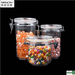 Wholesale 1000ml Cookie Jar Storage Food Storage Plastic Jars Acrylic Storage Jars With Clamp Airtight Lids