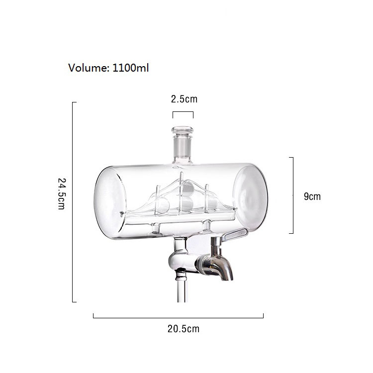 Wholesale 1000ml Sailing Boat Whiskey Decanter Set with Wooden Base Liquor Dispenser for Liquor, Bourbon, Vodka