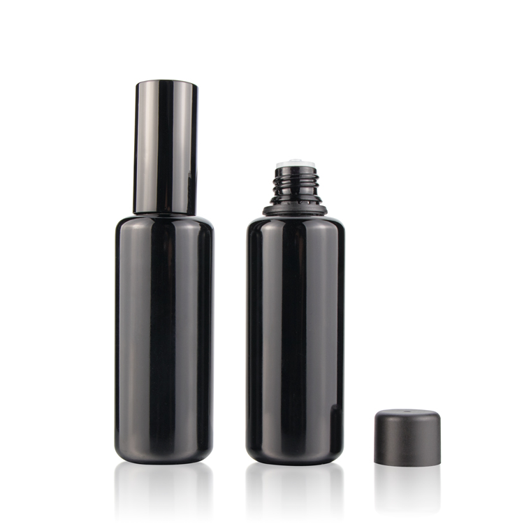 Wholesale 100ML 60ML 50ML 30ML 10ML black ultra violet spray pump dropper essential oil uv glass bottles