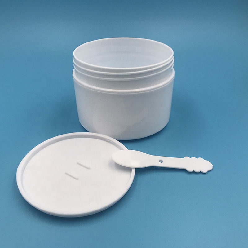 Wholesale 100g 150g 200g 250g 300g 350g 400g 450g 500g round white cream foundation plastic empty jar with silver edge lid