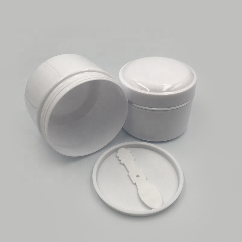 Wholesale 100g 150g 200g 250g 300g 350g 400g 450g 500g round white cream foundation plastic empty jar with silver edge lid
