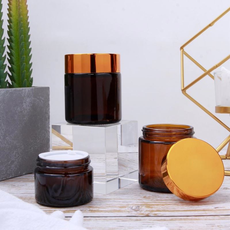 Wholesale 100g Empty Amber Cream Cosmetic Container Jars For Cosmetic, Body Scrubs, Balms With Screw Cap