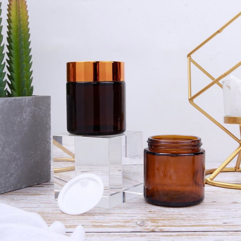 Wholesale 100g Empty Amber Cream Cosmetic Container Jars For Cosmetic, Body Scrubs, Balms With Screw Cap