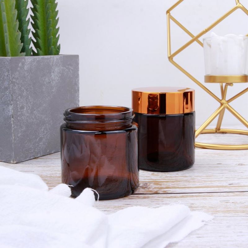 Wholesale 100g Empty Amber Cream Cosmetic Container Jars For Cosmetic, Body Scrubs, Balms With Screw Cap