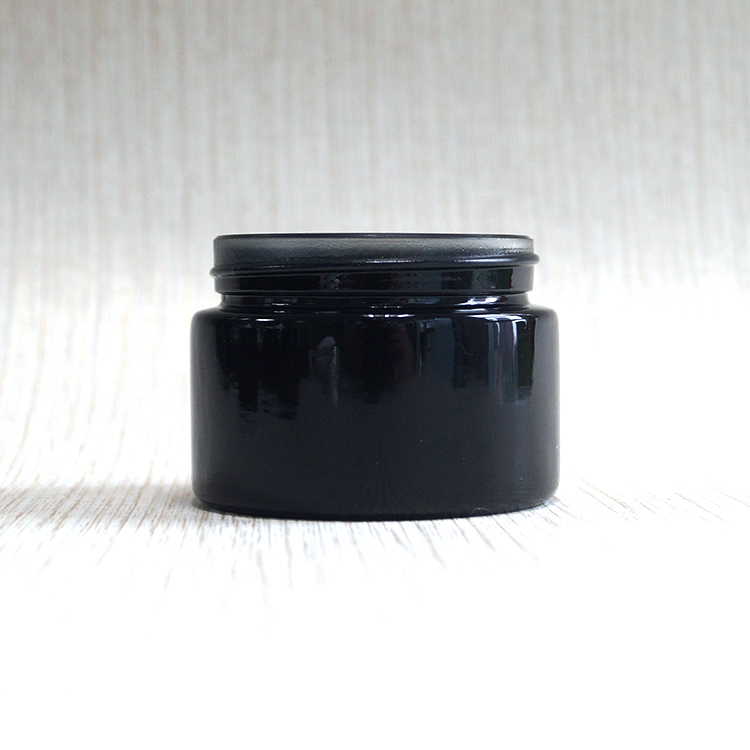 Wholesale 100g empty cosmetic black glass cream jar container for hair serum