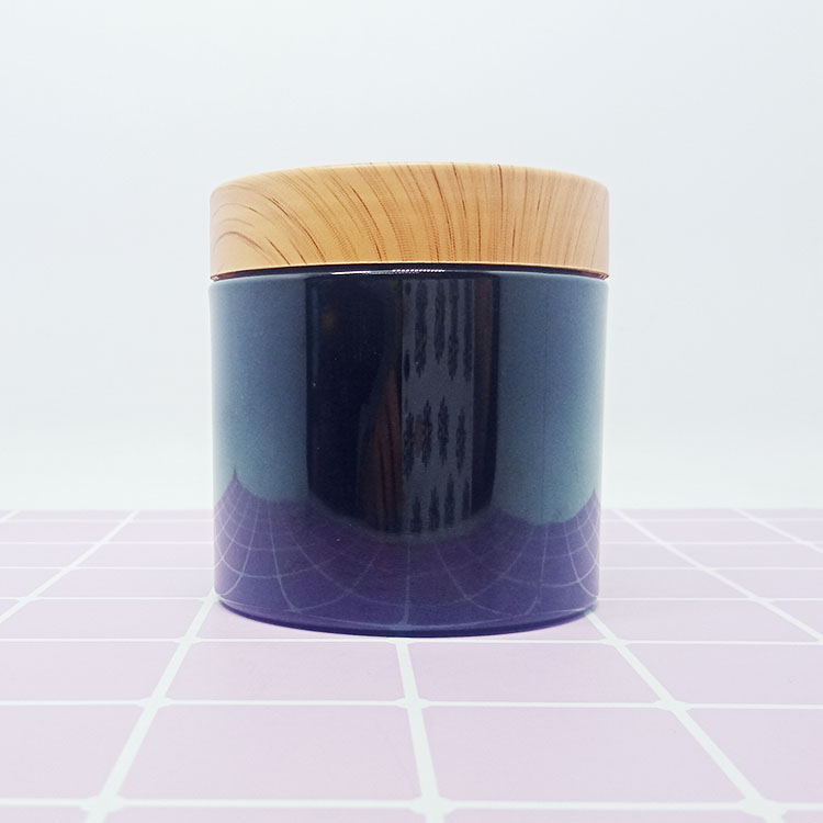 Wholesale 100ml 120ml 150ml 200ml blue silk printing PET wide mouth custom plastic cosmetic jar