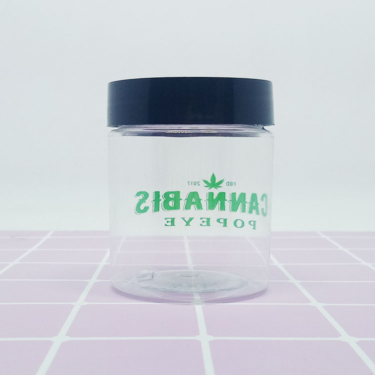 Wholesale 100ml 120ml 150ml 200ml   clear PET wide mouth custom plastic cosmetic jar with black plastic lid