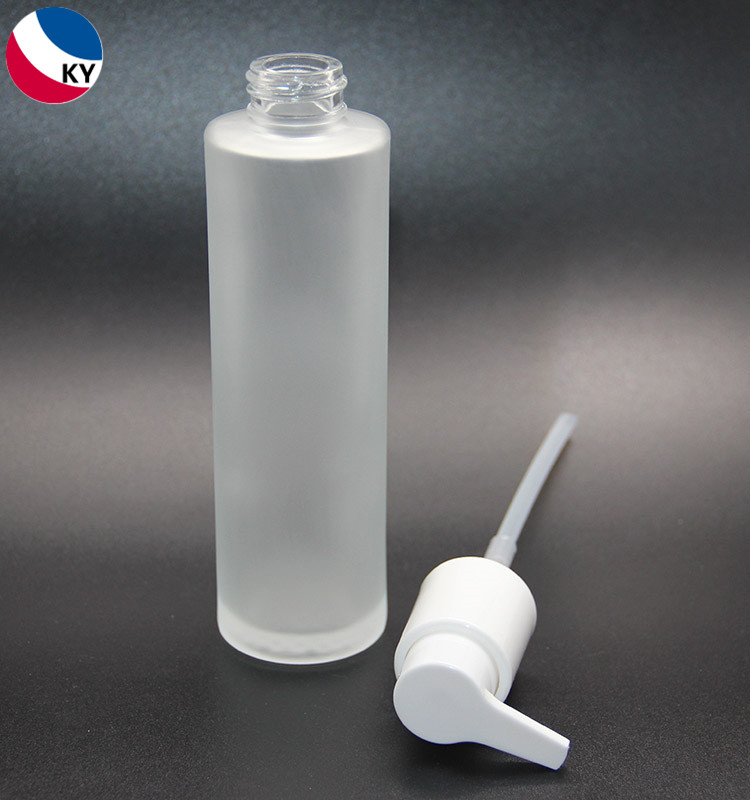 Wholesale 100ml 120ml sanitizer cleanser white frosted round empty glass pump bottle