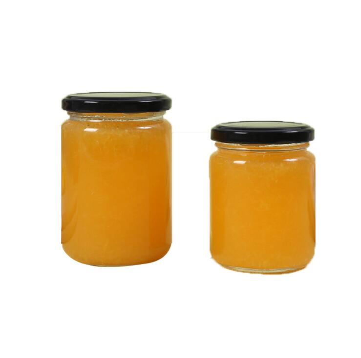 Wholesale 100ml 150ml 190ml 240ml empty round glass honey jam jars with black tinplate lids