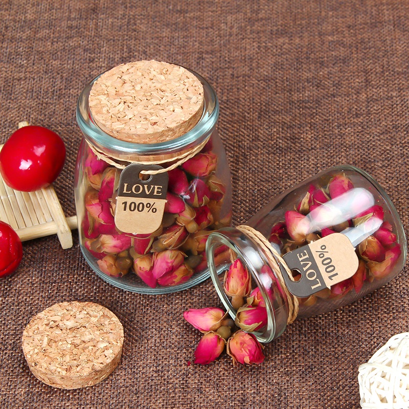 Wholesale 100ml 150ml 200ml Mini Round Clear Storage Glass Jars with Cork Lids for Wedding Gifts