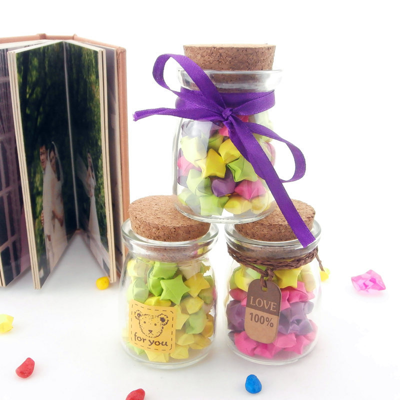 Wholesale 100ml 150ml 200ml Mini Round Clear Storage Glass Jars with Cork Lids for Wedding Gifts