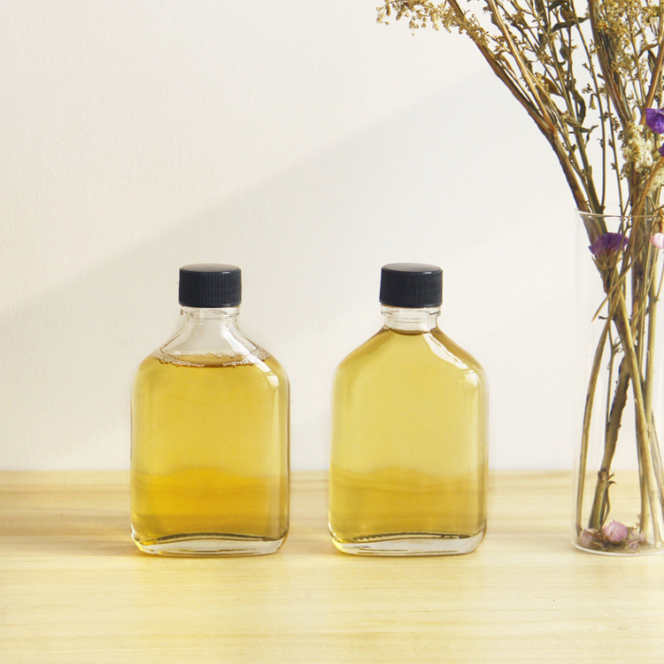 Wholesale 100ml 150ml 250ml Saudi Arabia Flat Kombucha Ice Tea Glass Bottle For Milk Juice Coffee Wine