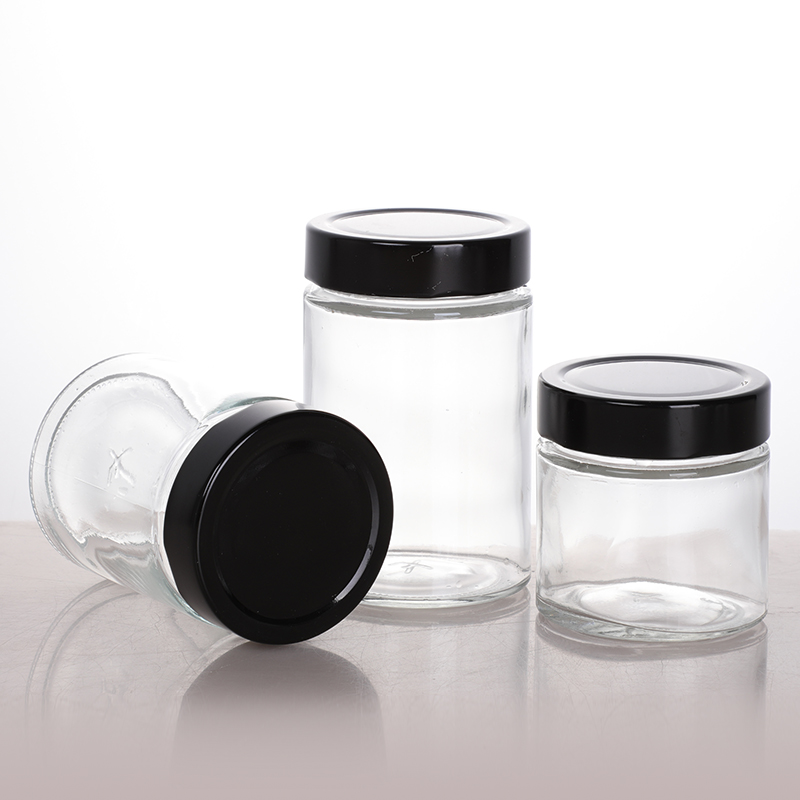 Wholesale 100ml 180ml 280ml 380ml straight round glass honey jar storage jar