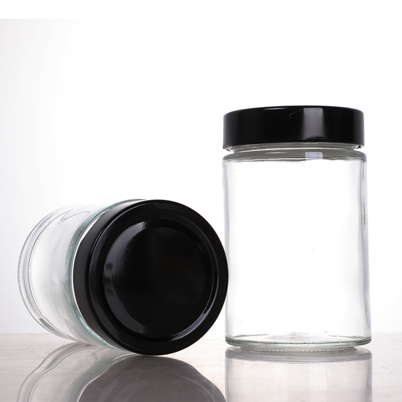 Wholesale 100ml 180ml 280ml 380ml straight round glass honey jar storage jar