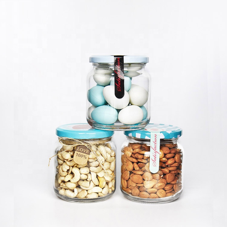 Wholesale 100ml 195ml 240ml 350ml Empty Round Clear Food Storage Bottle Jars Salsa Sauce Peanut Butter Canning Jars With Lid