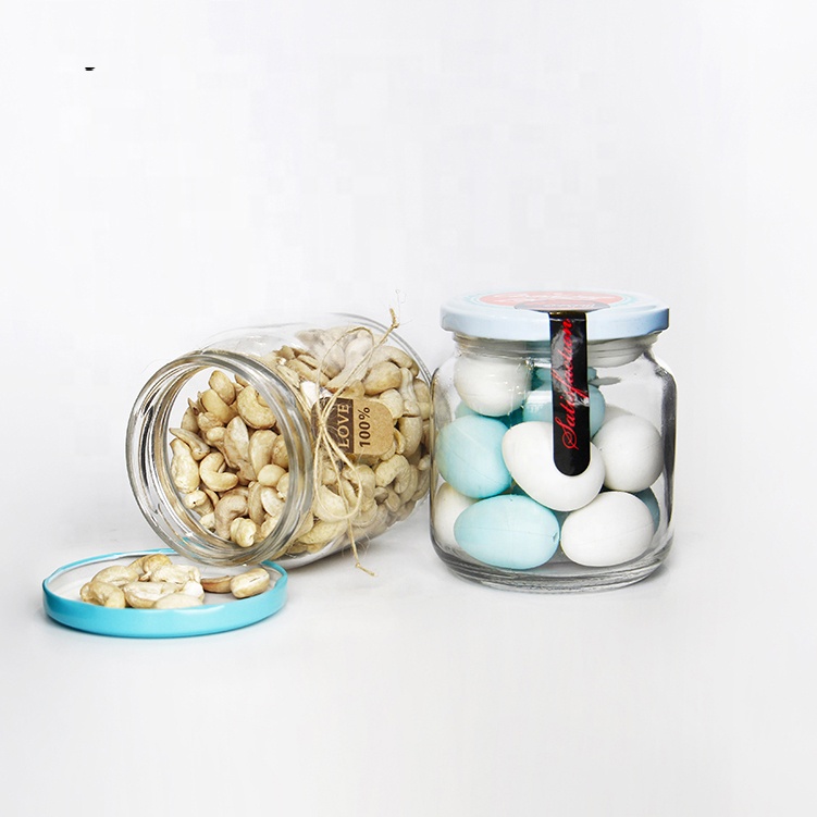 Wholesale 100ml 195ml 240ml 350ml Empty Round Clear Food Storage Bottle Jars Salsa Sauce Peanut Butter Canning Jars With Lid