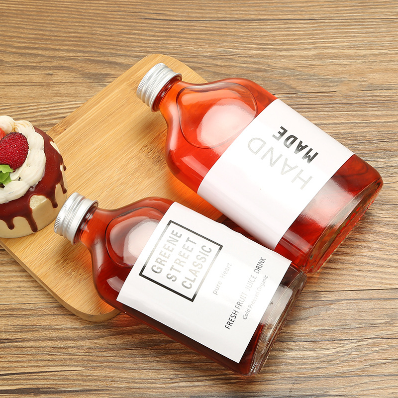 Wholesale 100ml 200ml 250ml 350ml flat juice glass bottle coffee bottle