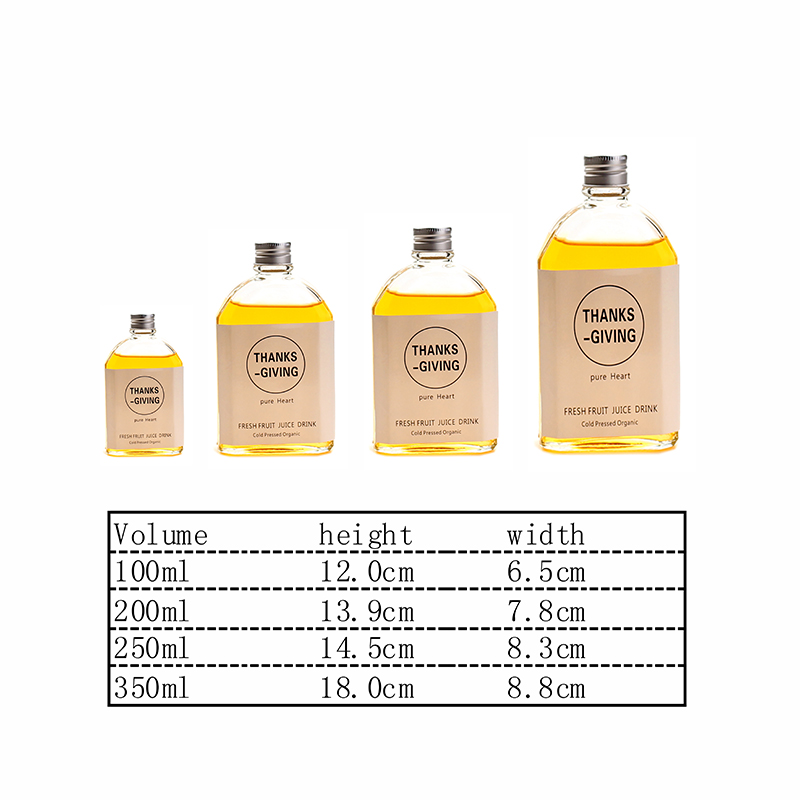 Wholesale 100ml 200ml 250ml 350ml transparent Glass Bottle Milk tea Bottle Beverage Glass Bottle with Screw Cap