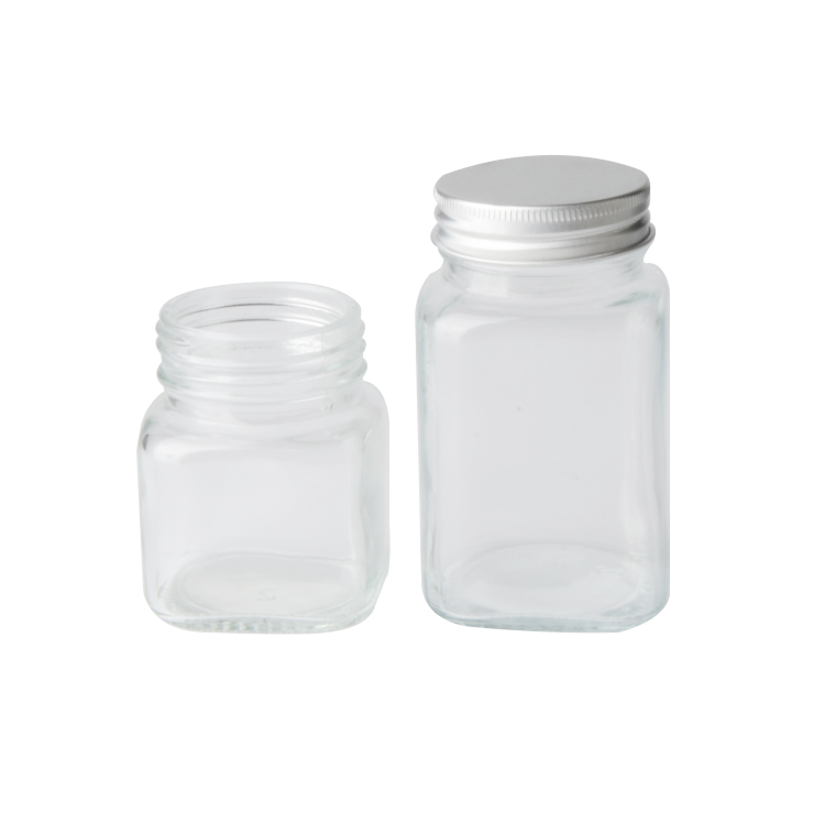 Wholesale 100ml 200ml 380ml 500ml 730ml square glass jars for food