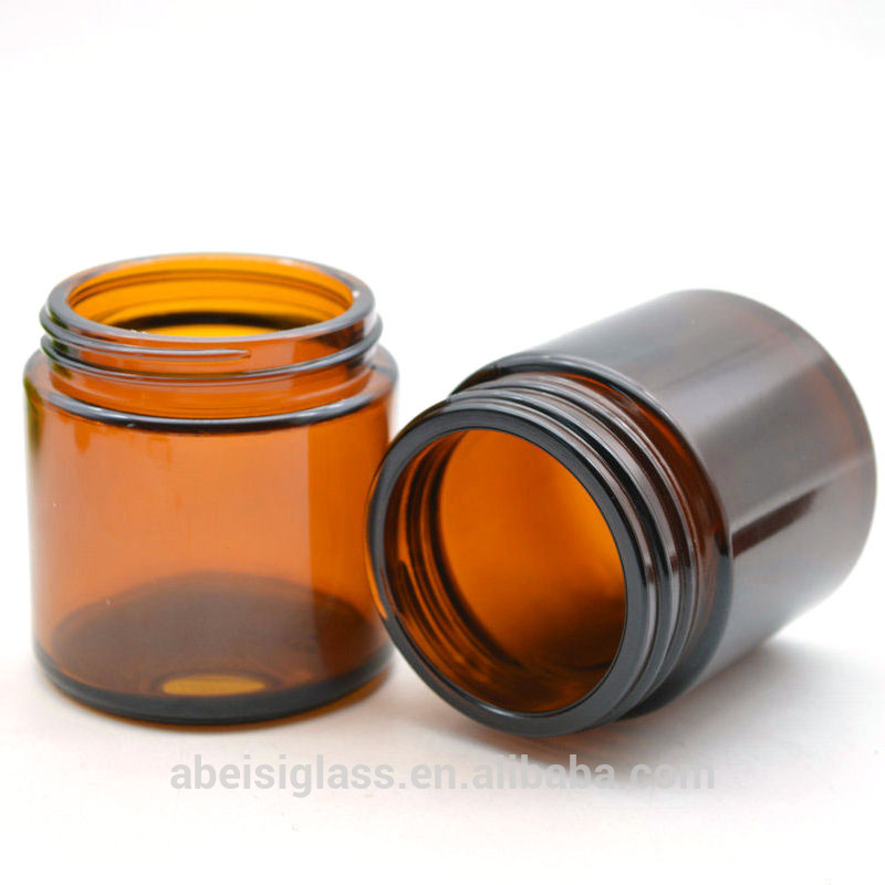 Wholesale 100ml 250ml amber round cup-shaped empty glass candle jars