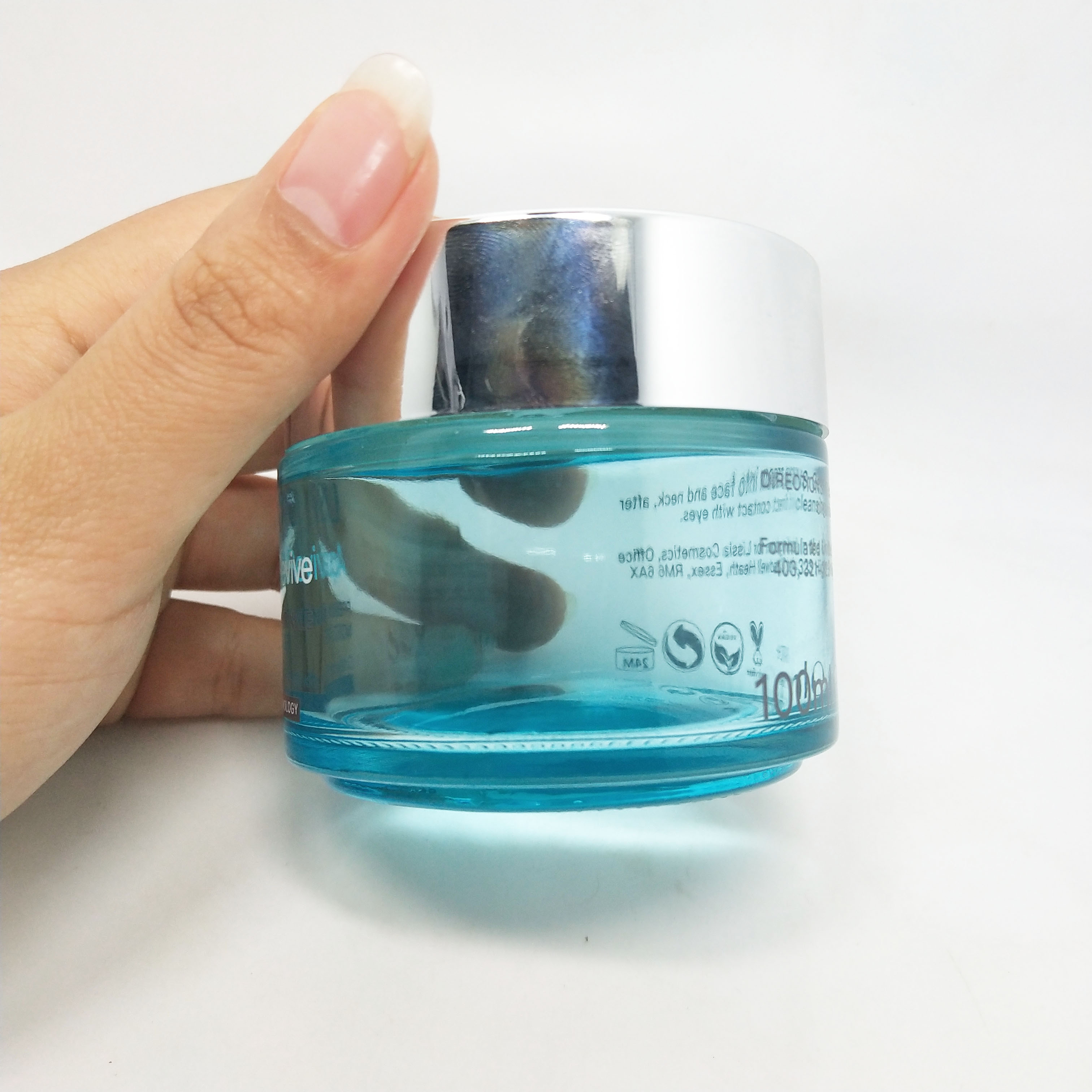 Wholesale 100ml 3oz empty color coat blue glass cream container frosted cosmetic glass jar with logo printing