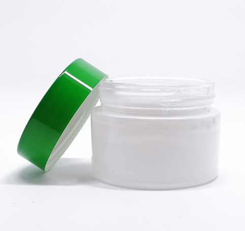 Wholesale 100ml 3oz empty color coat blue glass cream container frosted cosmetic glass jar with logo printing
