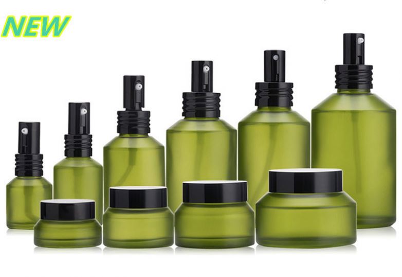 Wholesale 100ml 50ml 25 ml jra clear blue green empty frosted cosmetic glass jar for skin cream