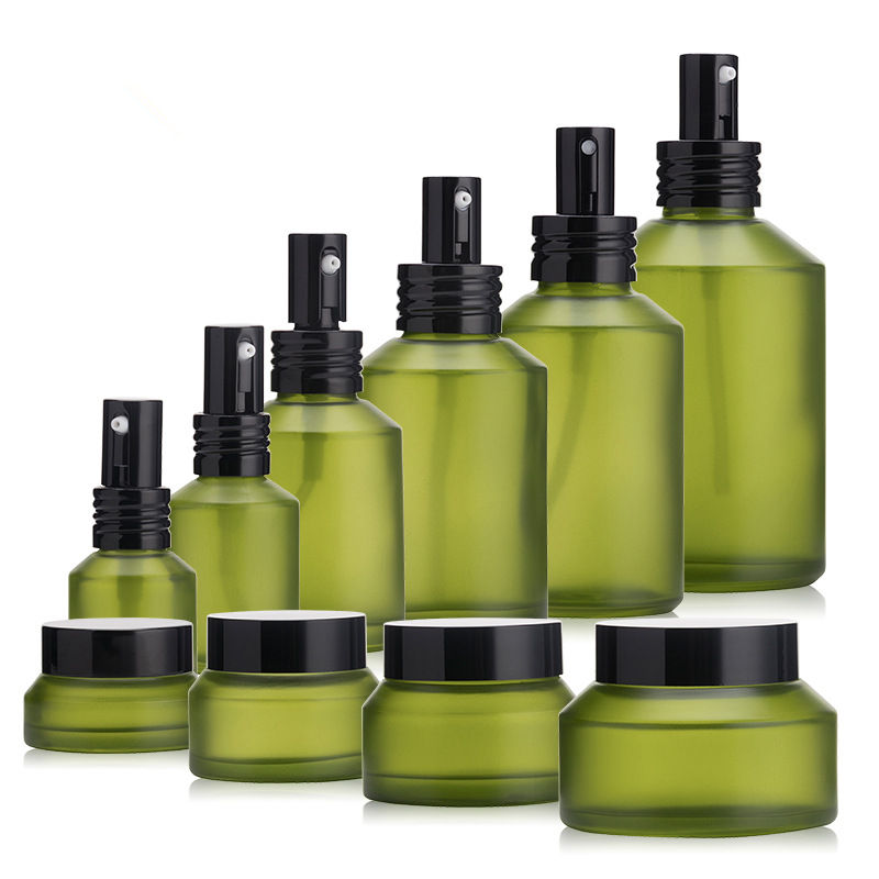 Wholesale 100ml 50ml 25 ml jra clear blue green empty  frosted cosmetic glass jar for skin  cream