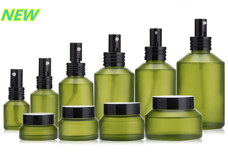 Wholesale 100ml 50ml 25 ml jra clear blue green empty frosted cosmetic glass jar for skin cream