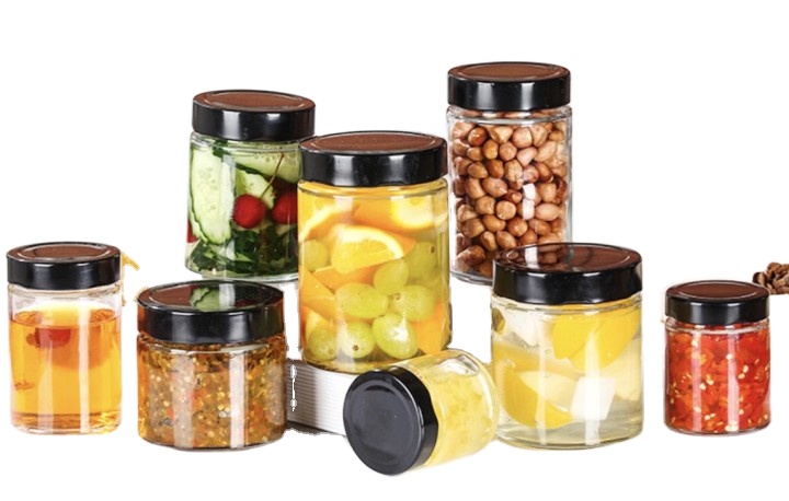 Wholesale 100ml-750ml 8oz Round Wide Mouth Empty Clear Glass Jelly Jars With Metal Lid in Bulk