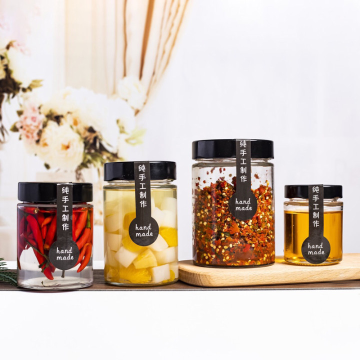Wholesale 100ml-750ml 8oz Round Wide Mouth Empty Clear Storage Glass Canning Jars With Metal Lid in Bulk