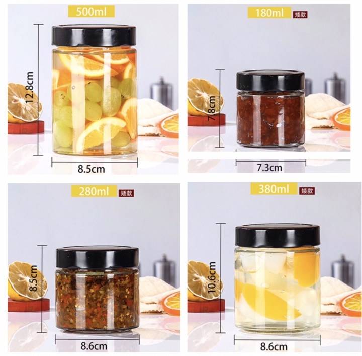 Wholesale 100ml-750ml 8oz Round Wide Mouth Empty Clear Storage Glass Canning Jars With Metal Lid in Bulk