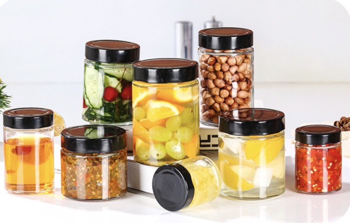 Wholesale 100ml-750ml Round Wide Mouth Empty Clear Glass Pickle Jar With Metal Lid in Bulk