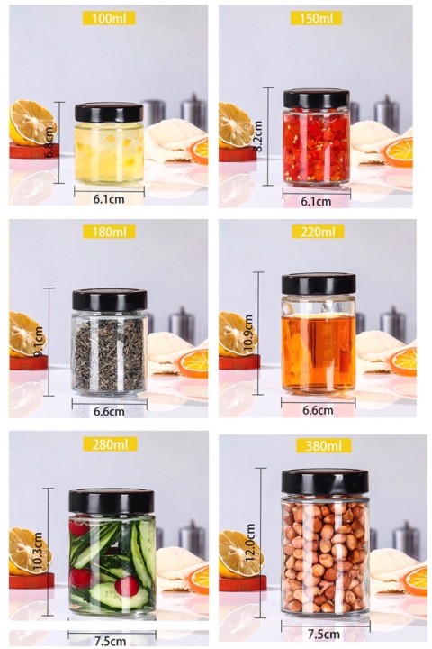 Wholesale 100ml-750ml Round Wide Mouth Empty Clear Glass Pickle Jar With Metal Lid in Bulk