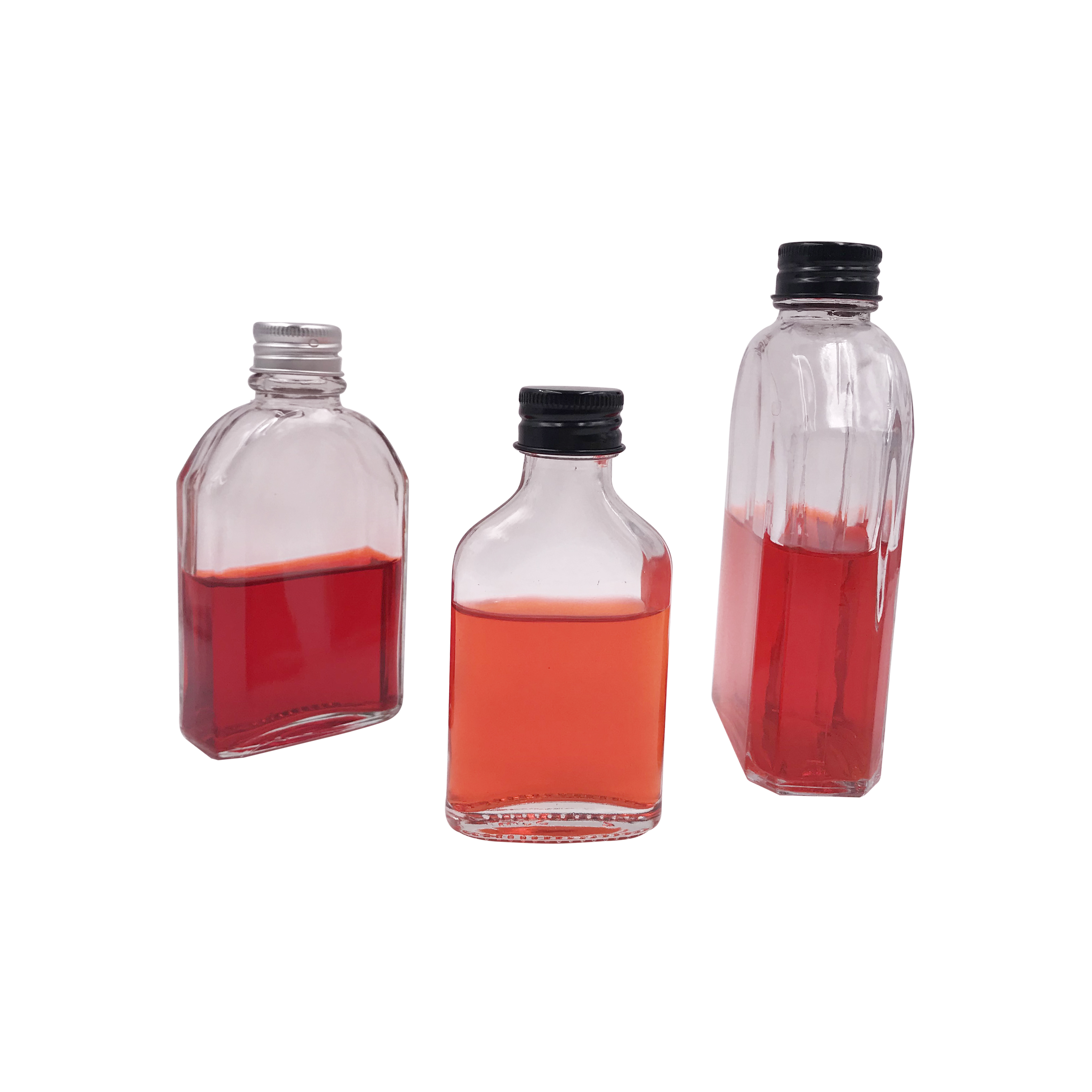 Wholesale 100ml Flat Flask Glass Liqueur Wine Glass Bottle For Whisky Rum Gin