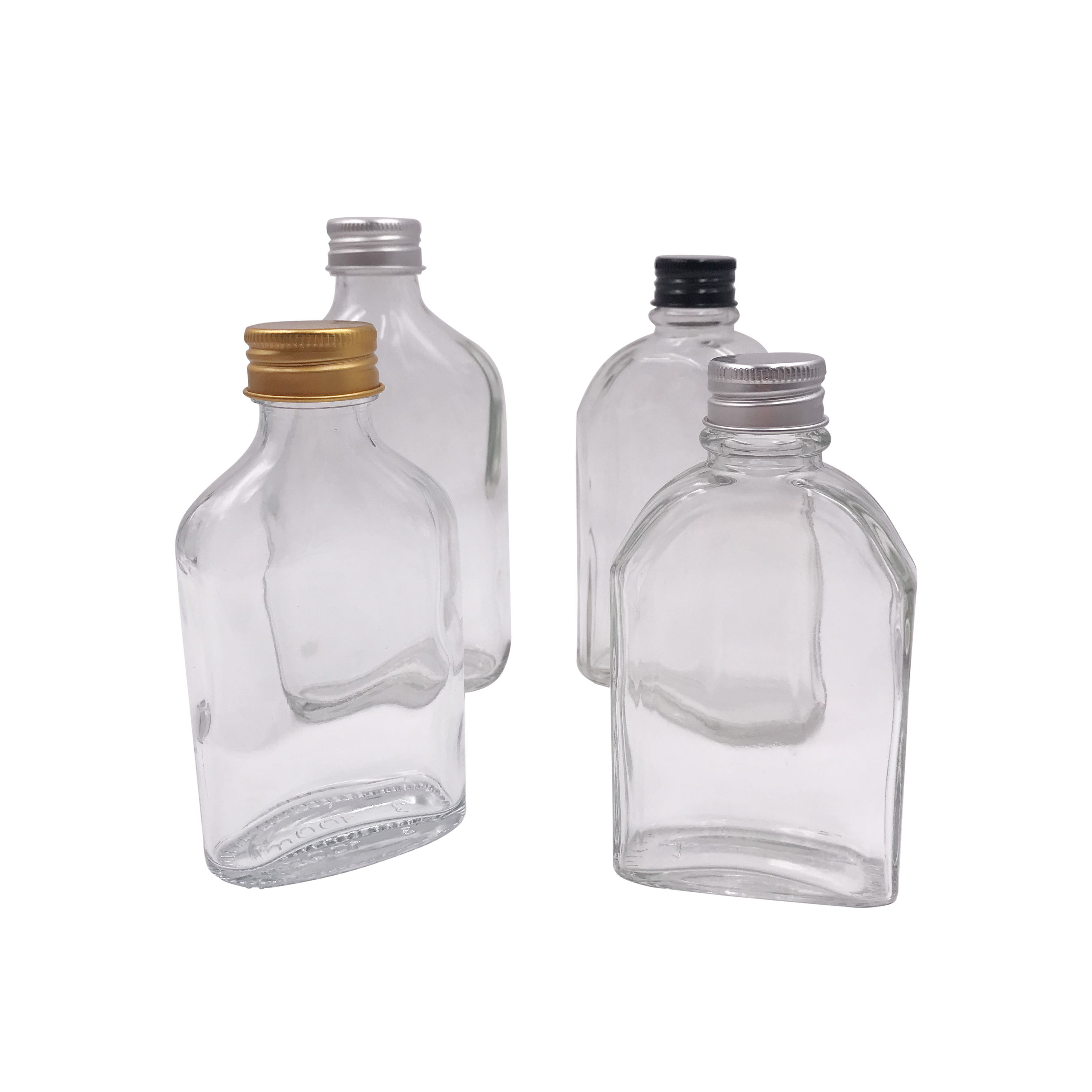 Wholesale 100ml Flat Flask Glass Liqueur Wine Glass Bottle For Whisky Rum Gin