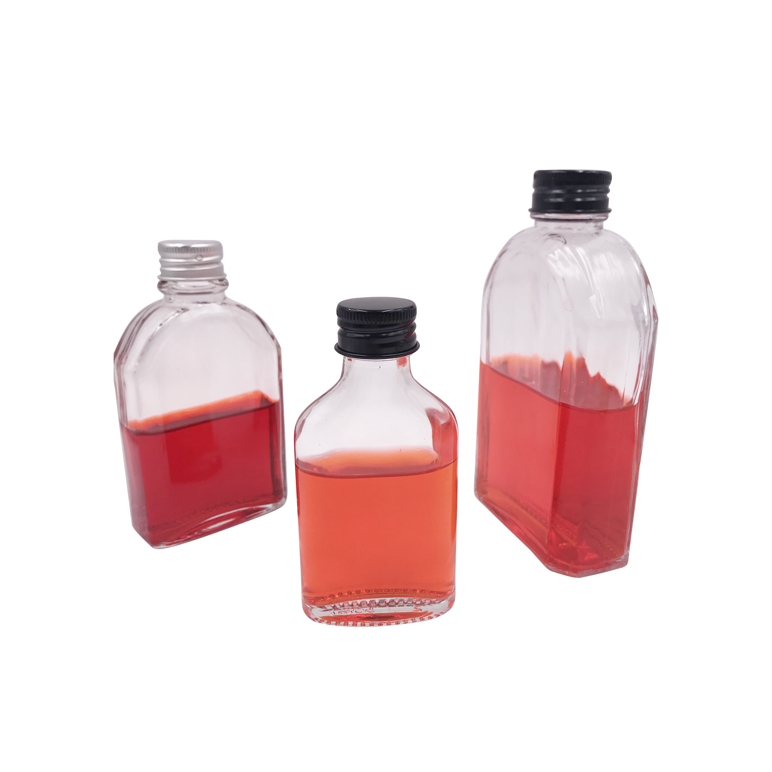 Wholesale 100ml Flat Flask Glass Liqueur Wine Glass Bottle For Whisky Rum Gin