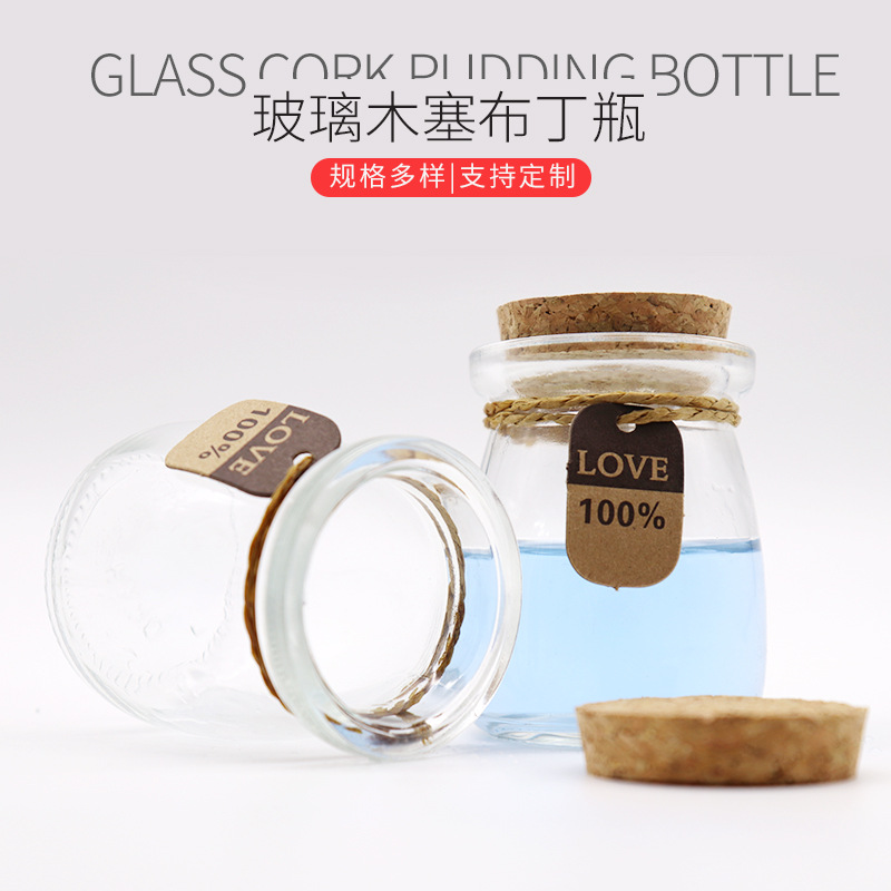 Wholesale 100ml Glass Pudding Jar Cork Pudding Cup High Temperature Resistant Yogurt Bottle